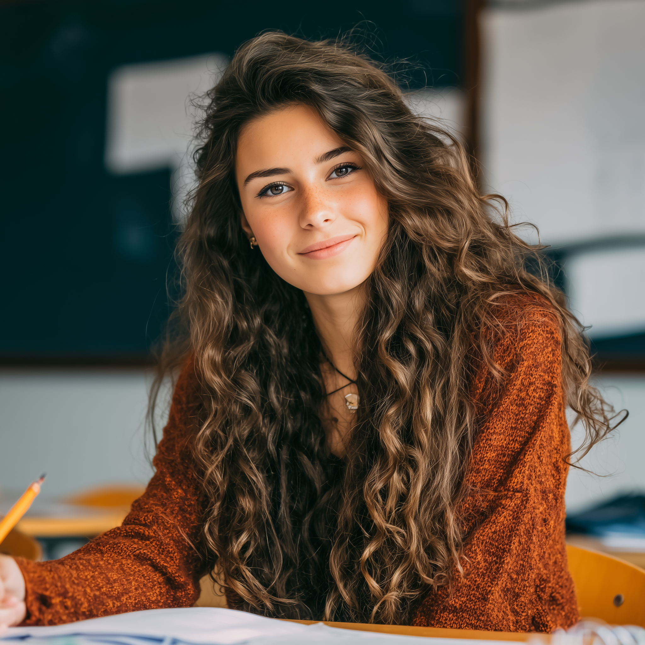 Brunette at School