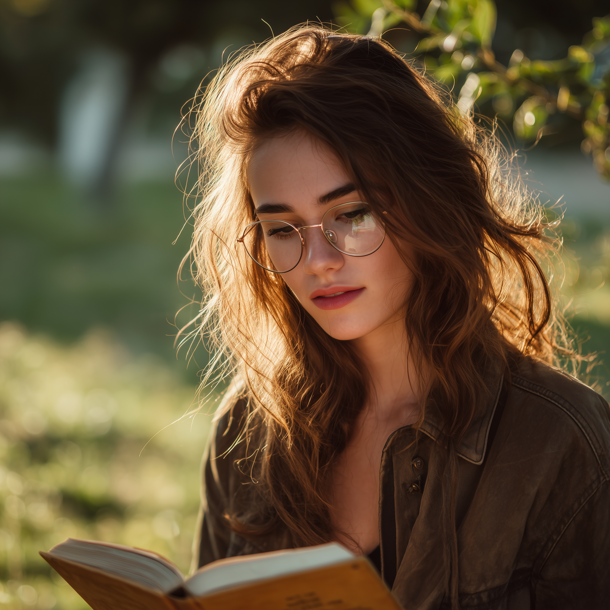 Brunette woman studying A2